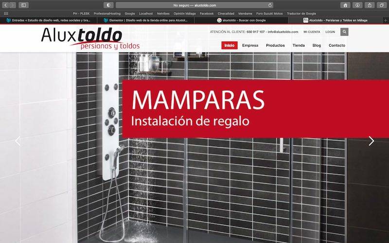 Diseño tienda online para Aluxtoldo - Persianas y toldos en Málaga