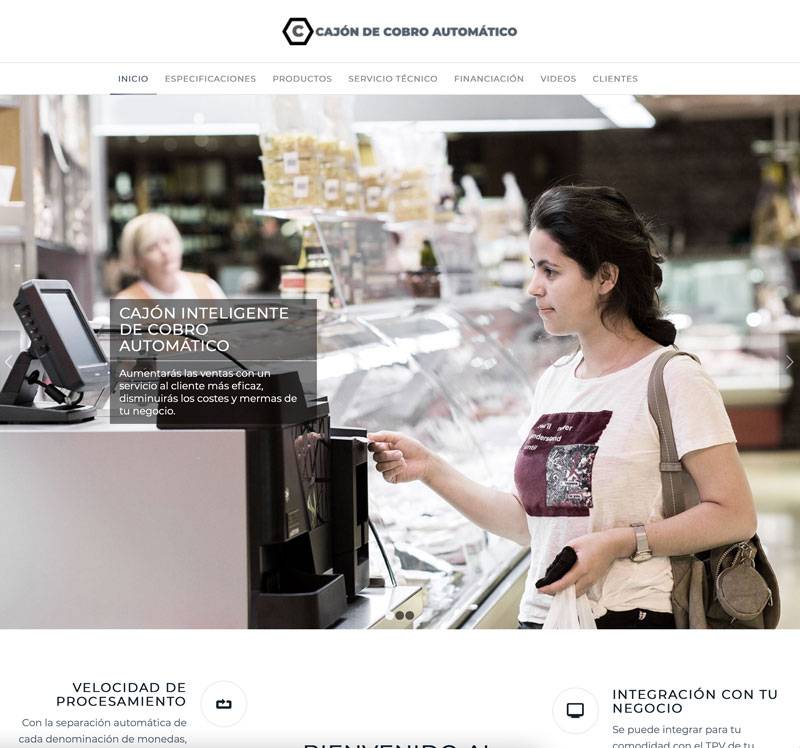 Diseño pagina web landing page Cajón de cobro automático Valencia - Estudio Diseño Málaga
